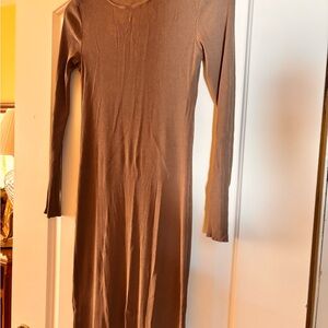 Zara Brown Ribbed Long Sleeve Dress